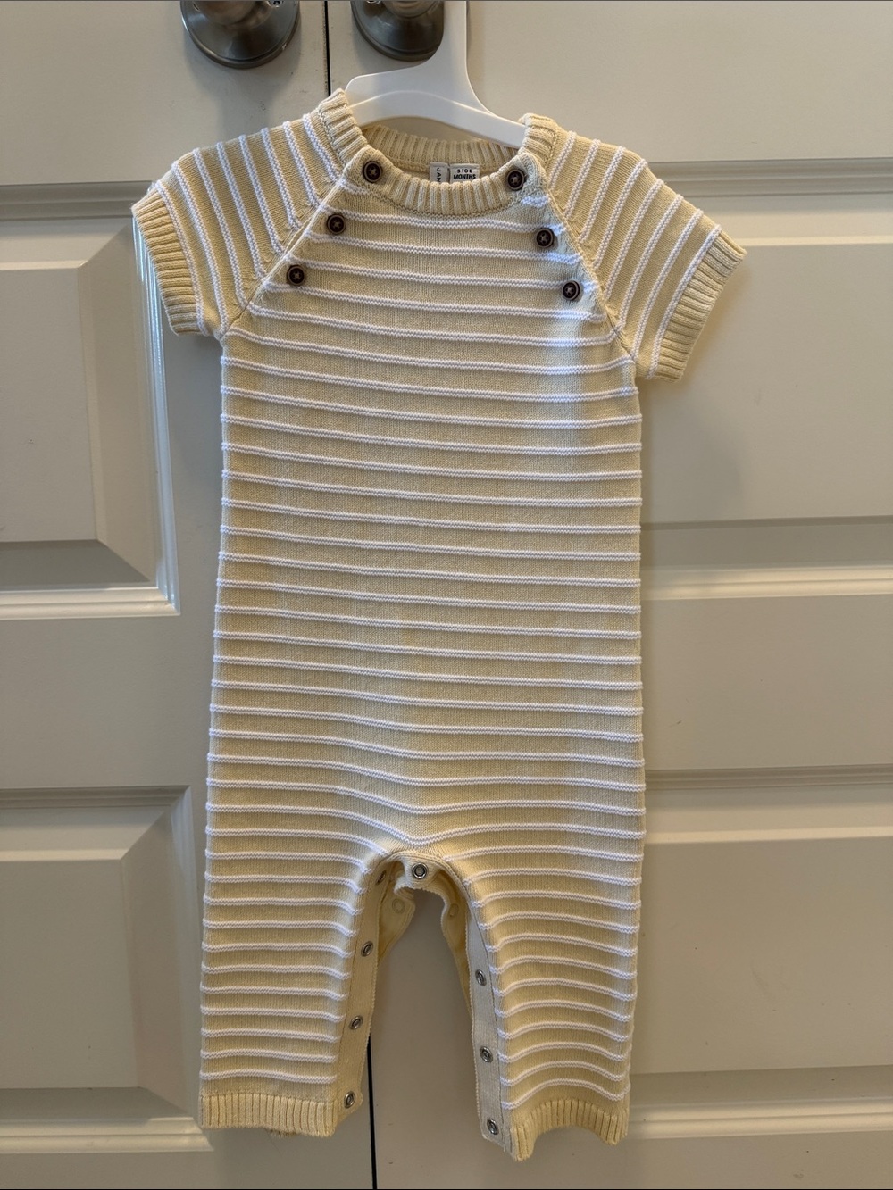 Janie and Jack Cream Ribbed Knit Baby One-Piece Romper 3-6M